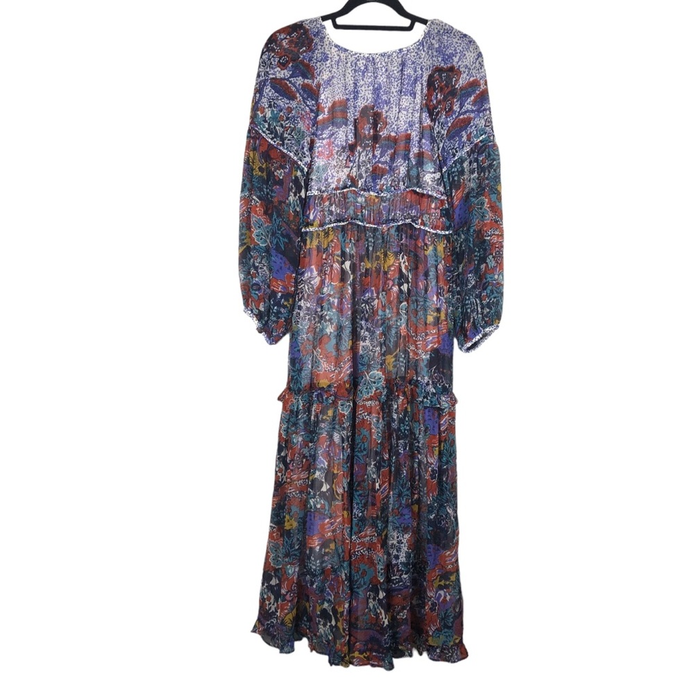 Anthropologie‎ Maeve Annabella Maxi Dress Size 4P Boho Floral Hippie Gypsy Indie - Picture 4 of 16
